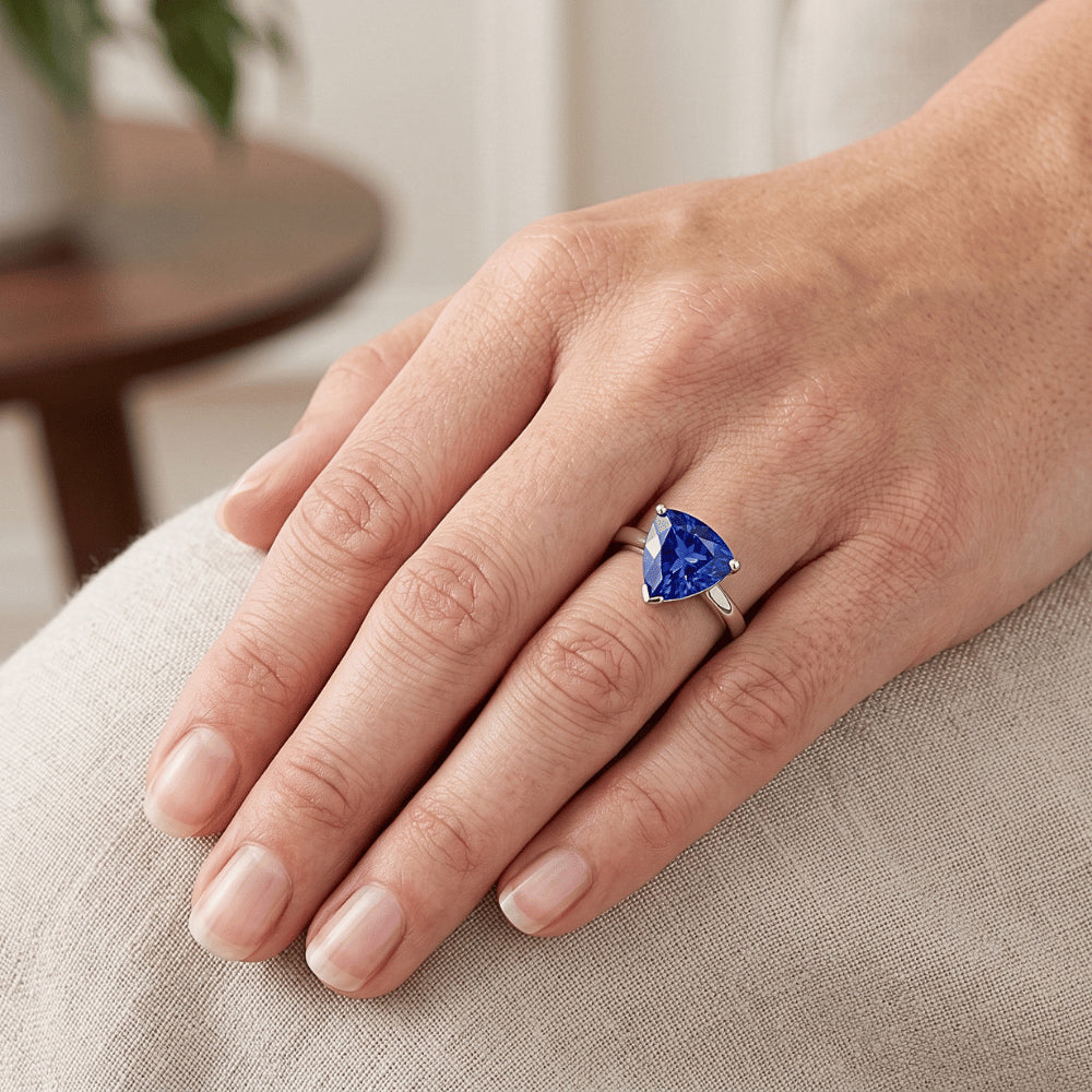 Trillion Cut Gemstone Solitaire Ring