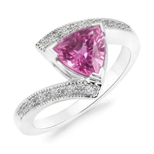 Trillion Cut Pink Sapphire Natural Earth Mined Diamond Ring White Gold Jewellery 1.25 Ct