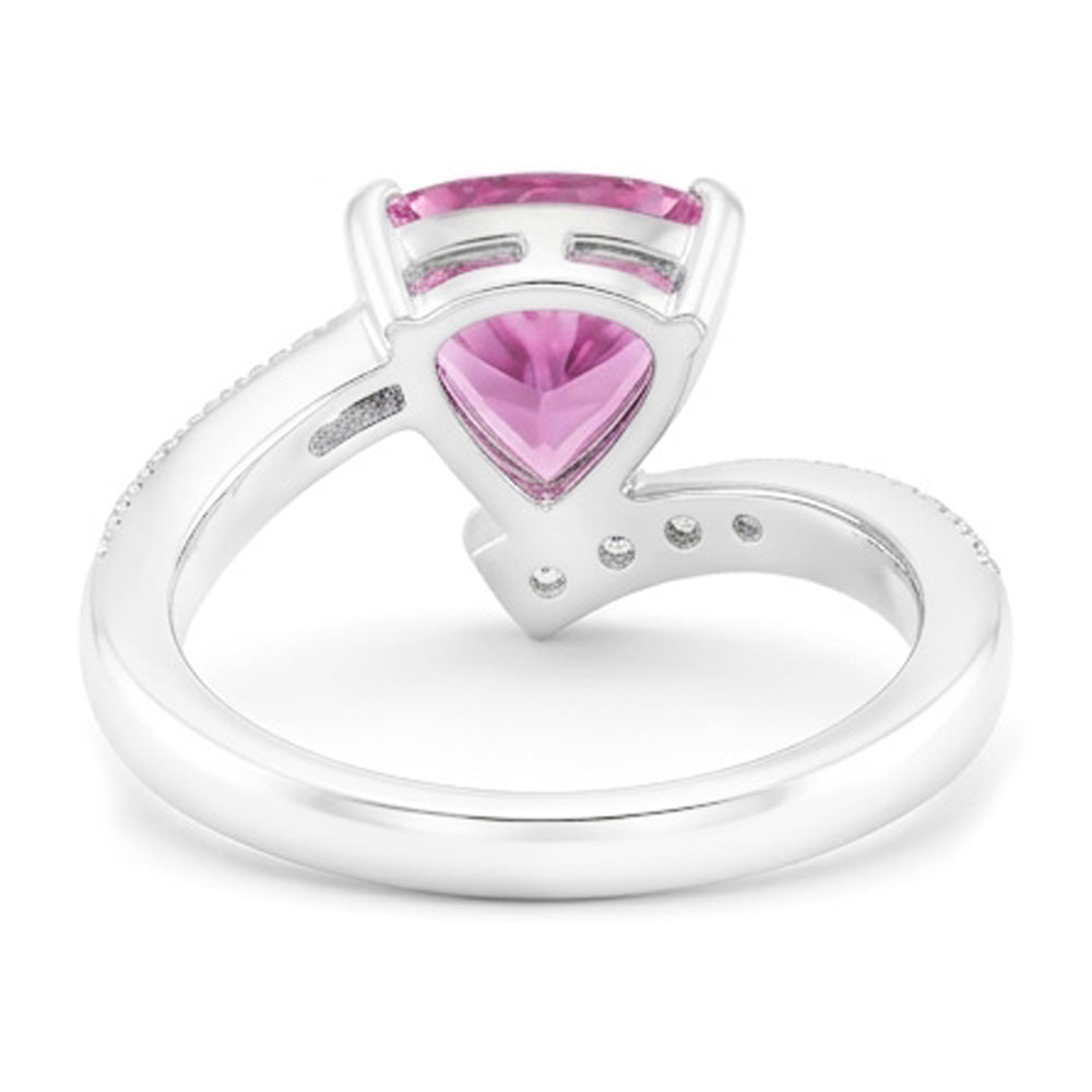 Trillion Cut Pink Sapphire Natural Earth Mined Diamond Ring White Gold Jewellery 1.25 Ct