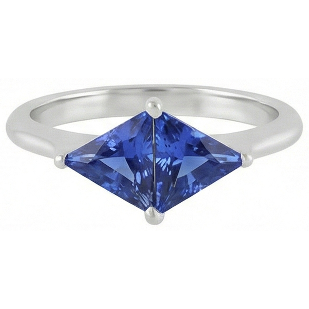 natural trillion sapphire 2ct ring side angle