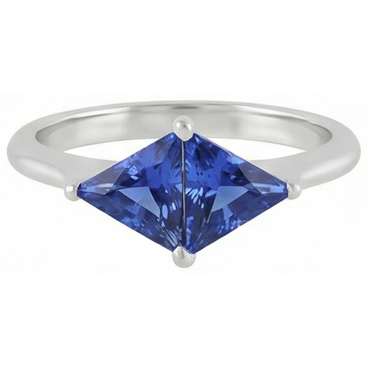 natural trillion sapphire 2ct ring side angle