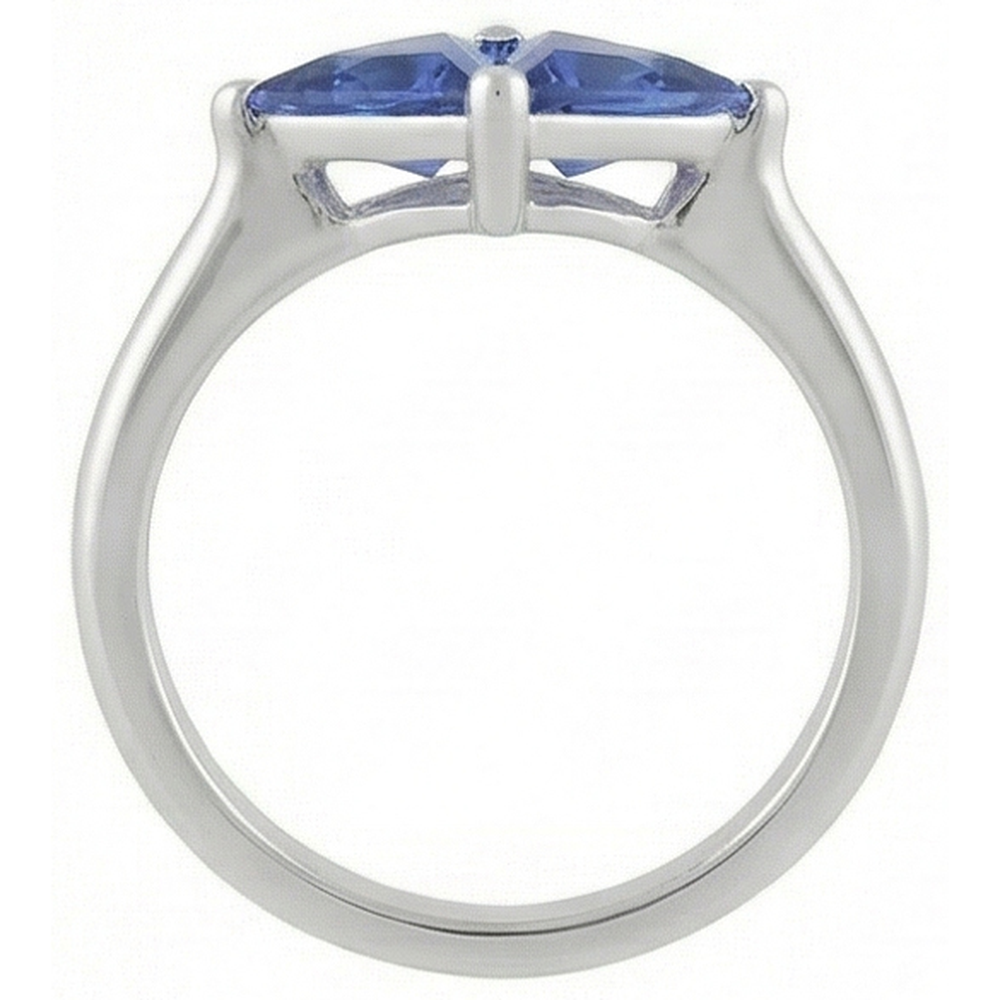 natural trillion sapphire 2ct ring profile view