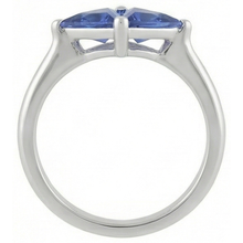 natural trillion sapphire 2ct ring profile view