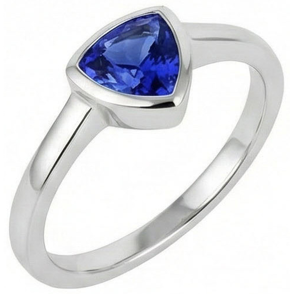 Trillion Cut Sapphire Ring In Bezel Set