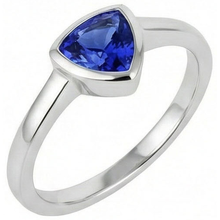 Trillion Cut Sapphire Ring In Bezel Set