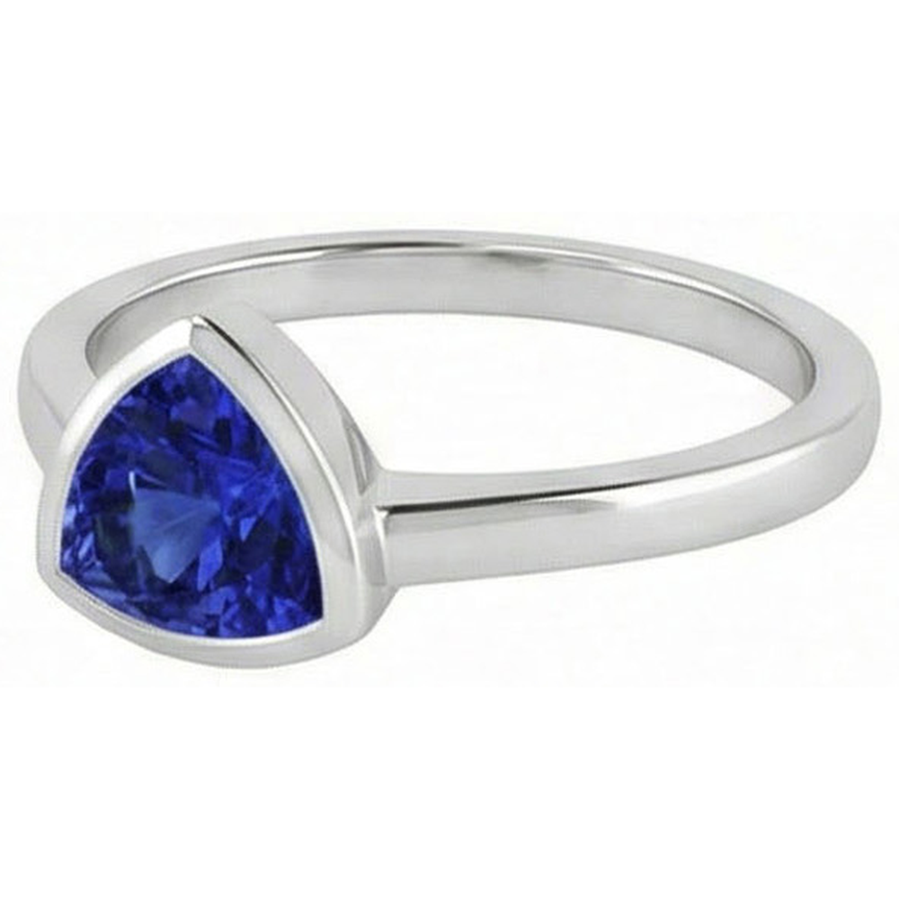 Trillion Cut Sapphire Ring In Bezel Set