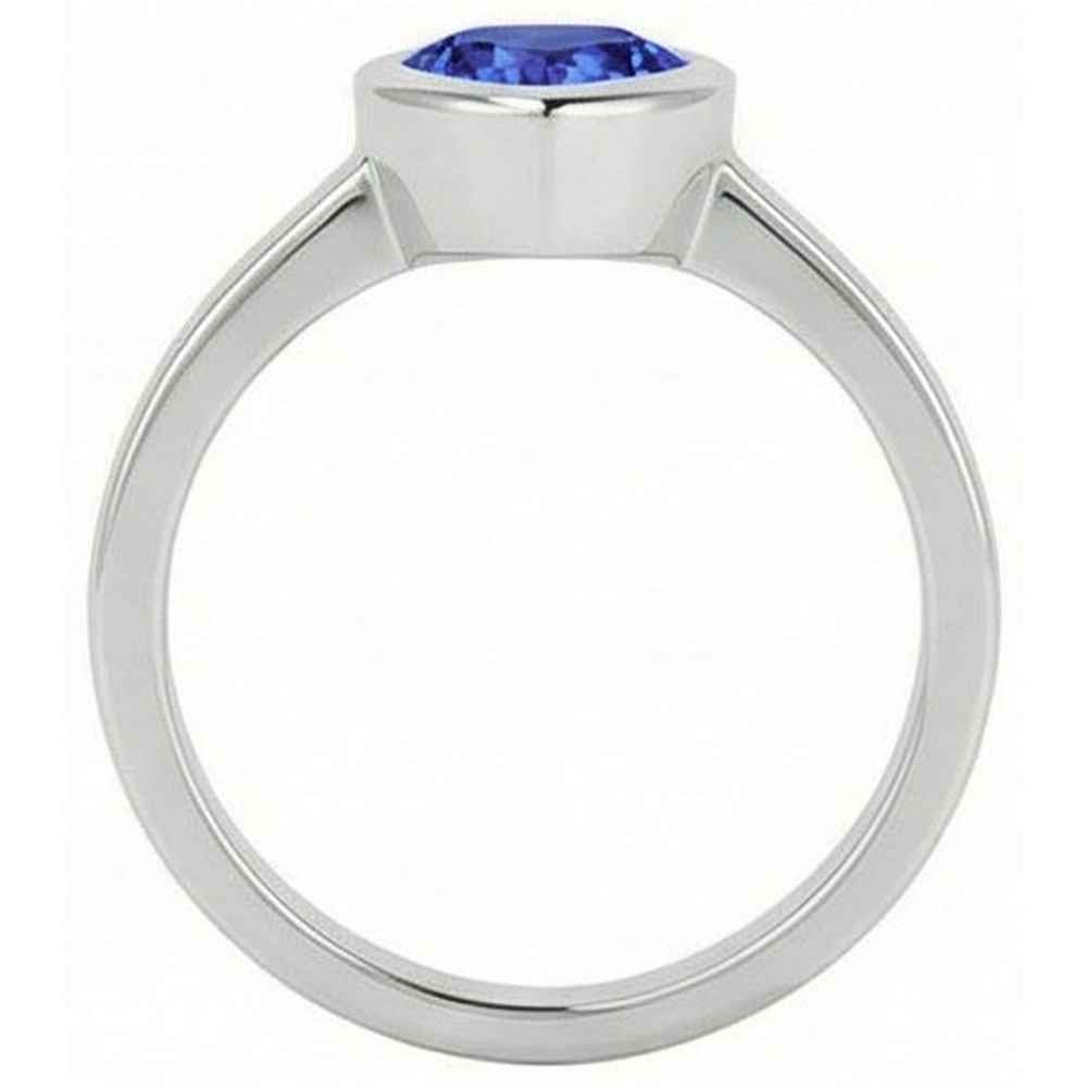 Trillion Cut Sapphire Ring In Bezel Set