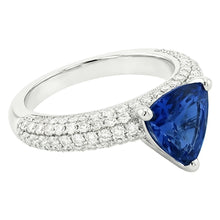 Trillion Gemstone Blue Sapphire Ring Pave Set Natural Earth Mined Diamonds 3 Carats