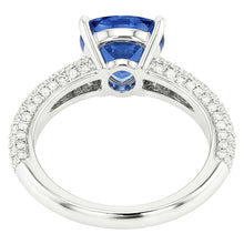 Trillion Gemstone Blue Sapphire Ring Pave Set Natural Earth Mined Diamonds 3 Carats
