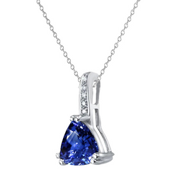 2 ct Blue Sapphire Stone Pendant Necklace in 14 Karat White Gold