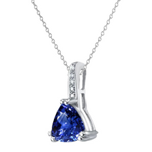 Natural Blue Sapphire Stone Pendant Necklace 2 ct 14 Karat White Gold – main view