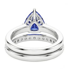 Trillion Gemstone Engagement Ring Set & Round Natural Earth Mined Diamonds 2 Carats