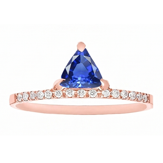 Trillion Gemstone Ring Prong Set Blue Sapphire 1.50 Carats Natural Earth Mined Diamonds