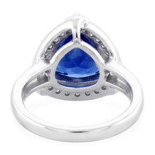 Trillion Halo Ceylon Sapphire Ring White Gold Jewellery 3 carats