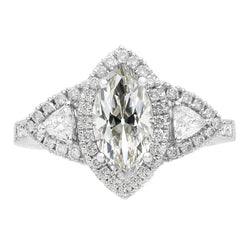 Trillion & Marquise Natural Old Miner Diamond Halo Ring 9.50 Carats Gold