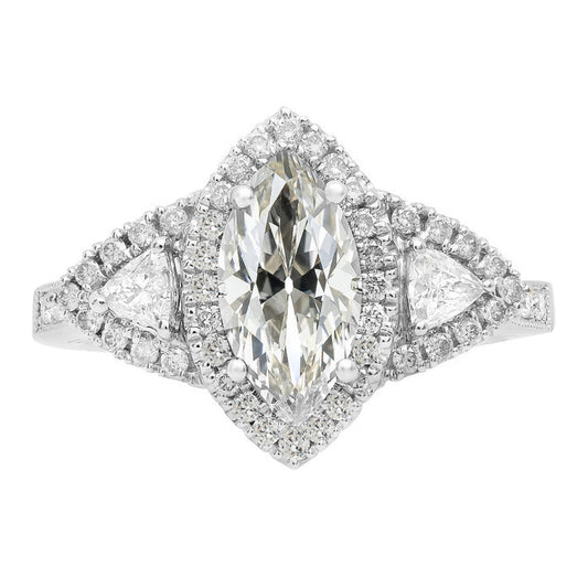 Trillion & Marquise Natural Old Miner Diamond Halo Ring 9.50 Carats Gold