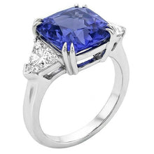 Trillion Natural Earth Mined Diamond 3 Stone Ring 2.50 Carats Double Prong Ceylon Sapphire