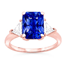 Trillion Natural Earth Mined Diamond 3 Stone Ring Radiant Sapphire Rose Gold 3 Carats
