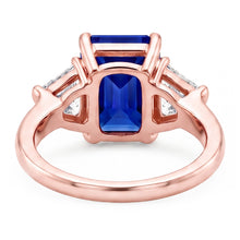 Trillion Natural Earth Mined Diamond 3 Stone Ring Radiant Sapphire Rose Gold 3 Carats
