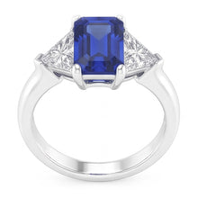 Trillion Natural Earth Mined Diamond Sapphire Ring 2 Carats Ceylon Sapphire 3 Stone Prongs