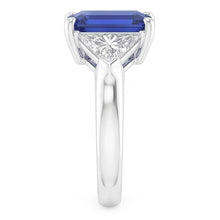 Trillion Natural Earth Mined Diamond Sapphire Ring 2 Carats Ceylon Sapphire 3 Stone Prongs