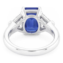 Trillion Natural Earth Mined Diamond Sapphire Ring 2 Carats Ceylon Sapphire 3 Stone Prongs