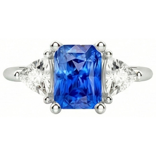 natural radiant sapphire 2.50ct ring side angle
