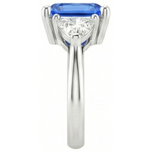natural radiant sapphire 2.50ct ring top view