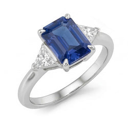 Natural Sapphire Ring 2.50ct - White Gold 14K