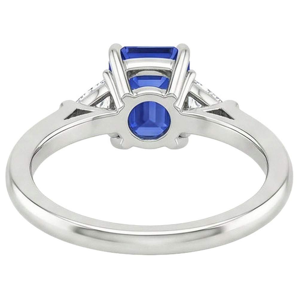 Trillion Natural Earth Mined Diamond & Ceylon Sapphire Emerald 3 Stones Ring 3.25 Carats