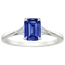 Trillion Natural Earth Mined Diamond & Ceylon Sapphire Emerald 3 Stones Ring 3.25 Carats
