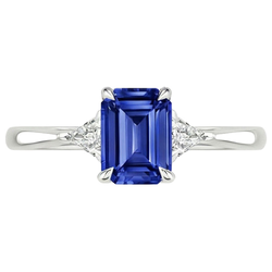 Trillion Natural Earth Mined Diamond & Ceylon Sapphire Emerald 3 Stones Ring 3.25 Carats