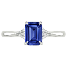 Trillion Natural Earth Mined Diamond & Ceylon Sapphire Emerald 3 Stones Ring 3.25 Carats