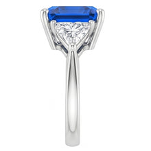 Trillion Natural Earth Mined Diamond & Deep Blue Sapphire Ring Tapered Shank 2.50 Carats