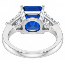Trillion Natural Earth Mined Diamond & Deep Blue Sapphire Ring Tapered Shank 2.50 Carats