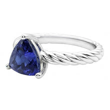 Trillion Solitaire Ring Rope Style Deep Blue Sapphire 1 Carat