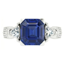Trillion & Round Natural Earth Mined Diamond Asscher Sapphire Engagement Ring 2.50 Carats