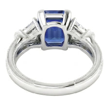 Trillion & Round Natural Earth Mined Diamond Asscher Sapphire Engagement Ring 2.50 Carats