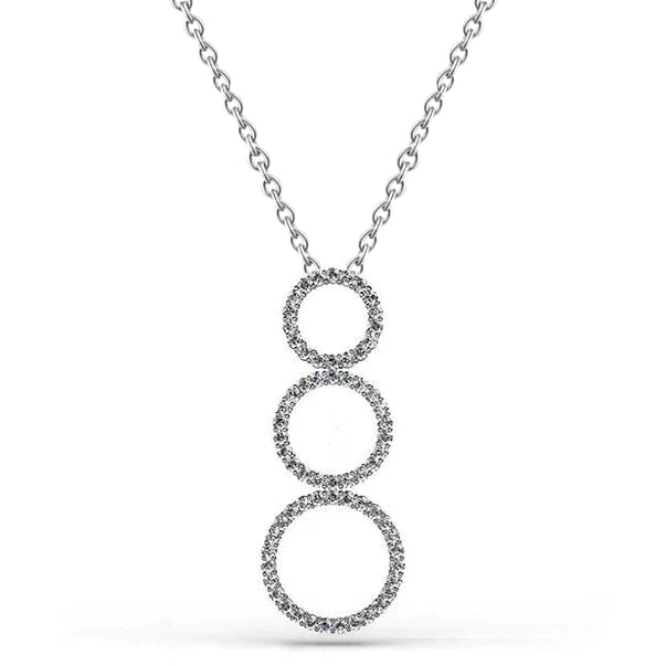 Triple 8 Ct Round Cut Real Diamonds Circle Pendant Necklace White Gold 14K