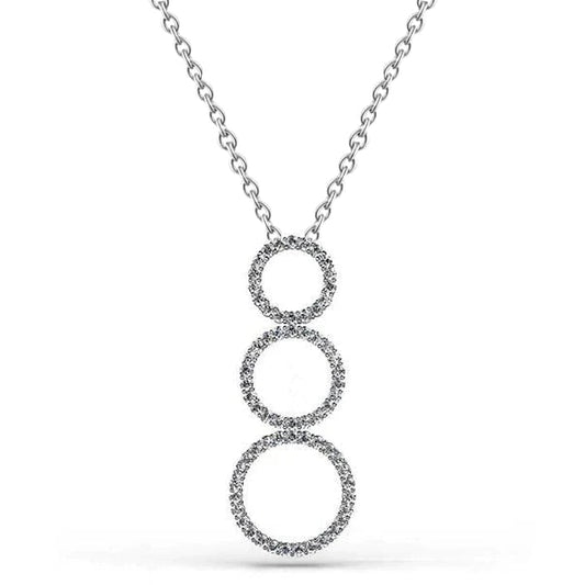 Triple 8 Ct Round Cut Real Diamonds Circle Pendant Necklace White Gold 14K