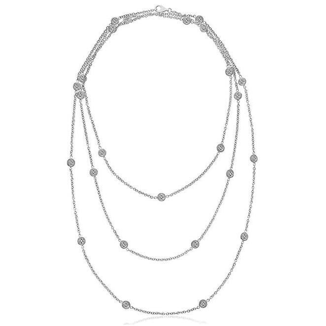 Triple Chain 18” Yard Of 8.75 Ct Natural Diamonds Necklace