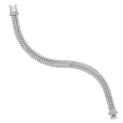 Triple Row 6.60 Carats Natural Earth Mined Diamonds Tennis Bracelet WG 14K