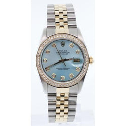 Tt Jubilee Bracelet Date Just Blue Diamond Dial Bezel Rolex Watch QUICK SET