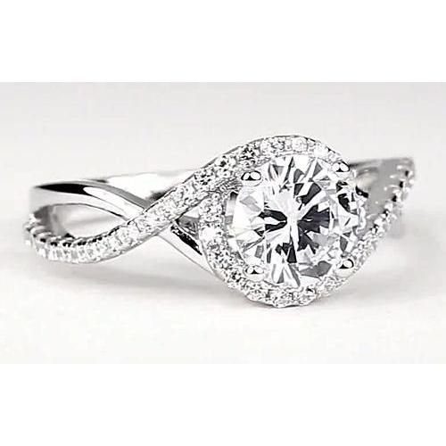 Twisted Round Genuine Diamond Engagement Ring 1.75 Carats 