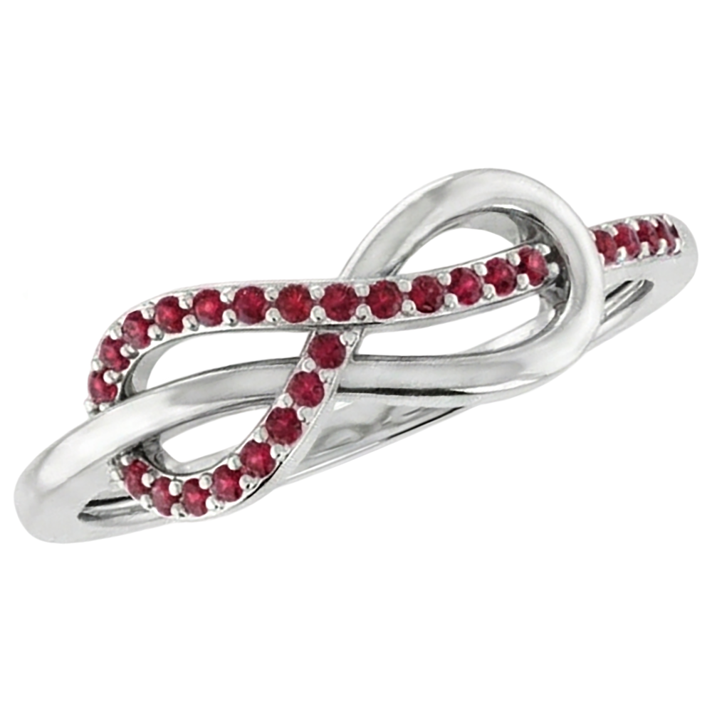 Twisted Ruby Infinity Ring White Gold 14K 1.25 Carats