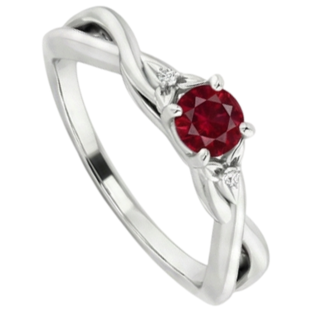 natural round ruby 1.50ct ring close up detail