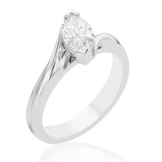 Twisted Shank 1.75 Ct Real Marquise Diamond Solitaire Ring White Gold 14K