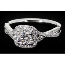 Twisted Shank Round Diamond Ring 2 Carats White Gold 14K