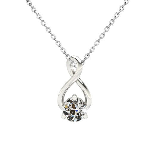 Diamond Pendant Necklace 1-ct 14 Karat White Gold – main view