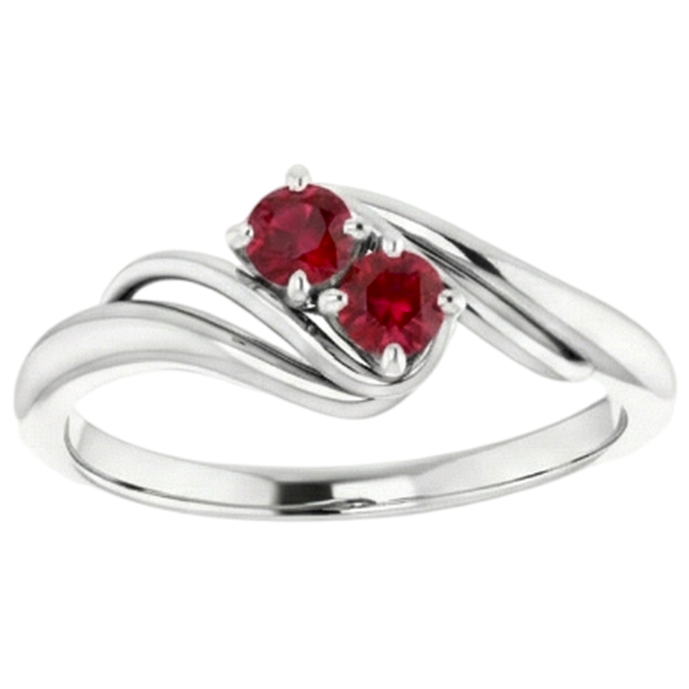 Two Stone 1 Carat Ruby Ring White Gold 14K